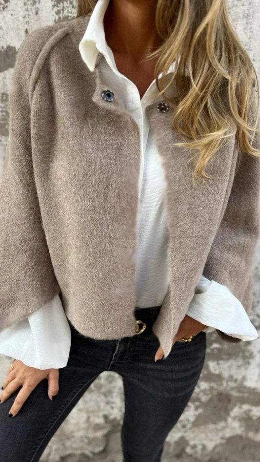 Amalia - Langærmet Rundhals Uld Cardigan